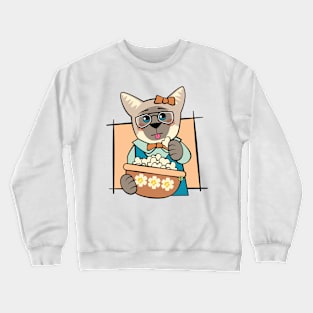 Siamese Cat Popcorn Movies Crewneck Sweatshirt